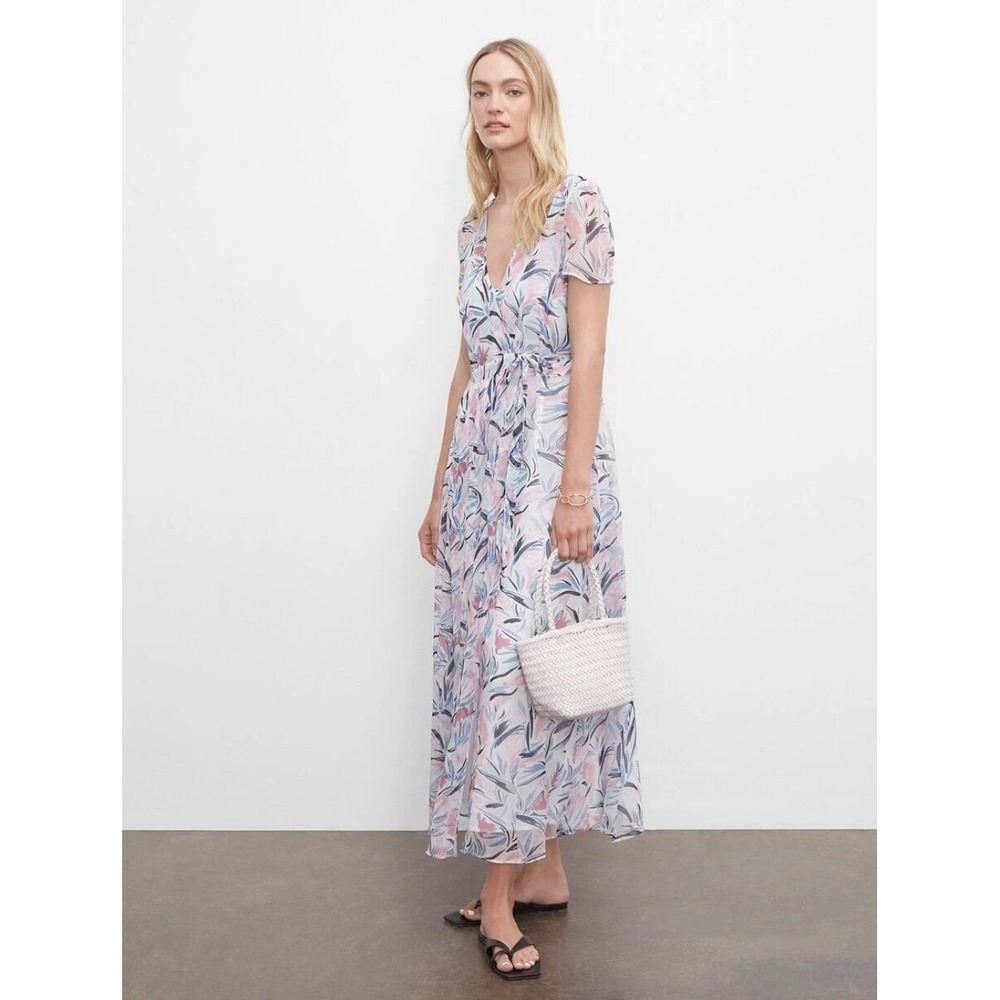 Club‎ Monaco Maxi Wrap Dress Womens 10 Purple Violet Floral